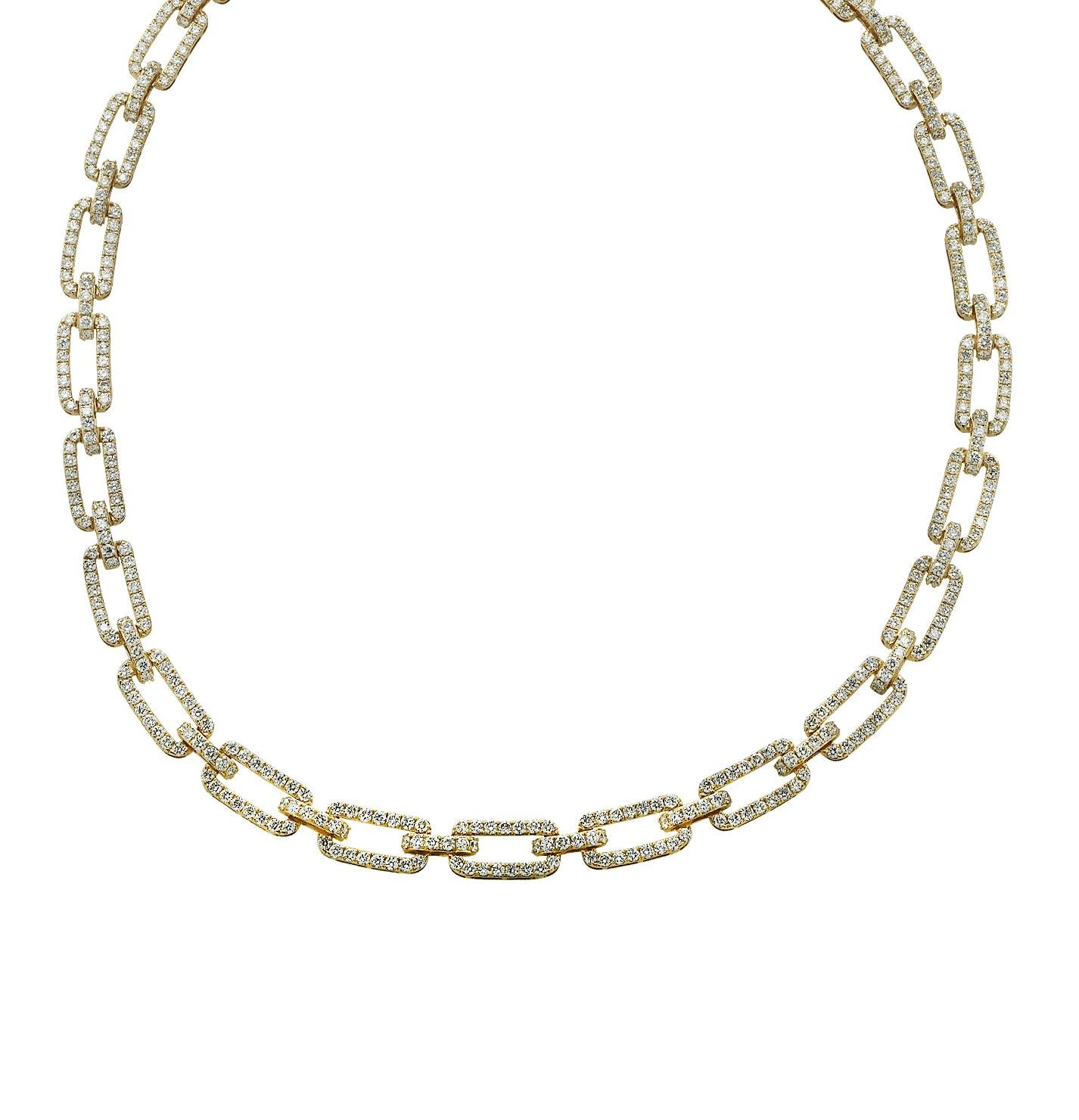 12.52 Carat Round Diamond Link Necklace In New Condition For Sale In Miami, FL