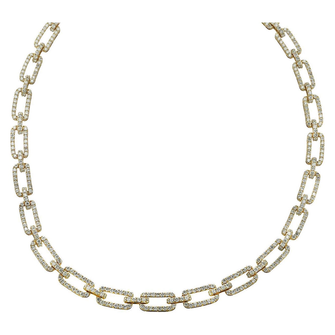 12.52 Carat Round Diamond Link Necklace For Sale