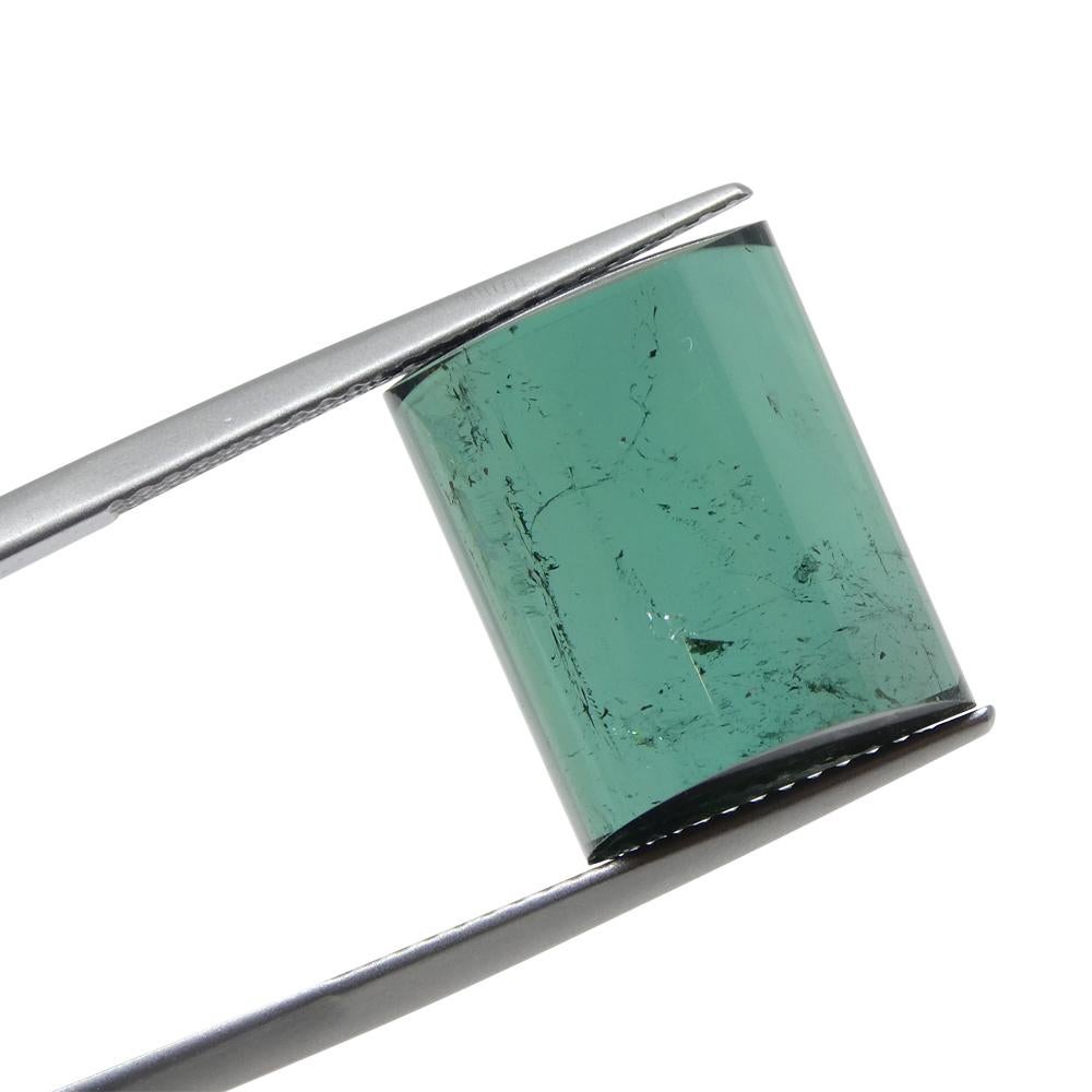 12.52ct Barrel Cut Cabochon bluish Green Tourmaline from Brazil For Sale 1