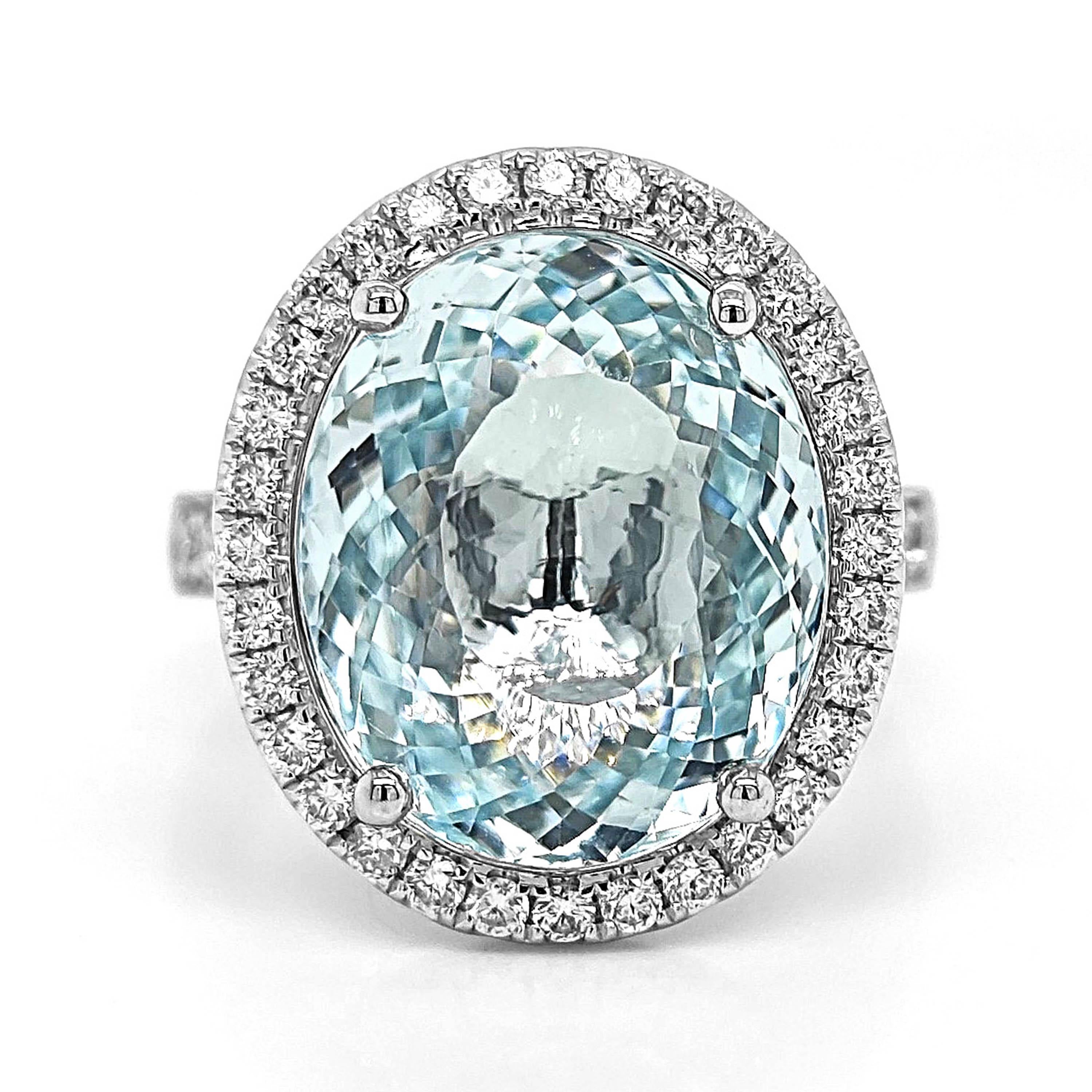 Anello in oro bianco con tormalina Paraiba e diamanti bianchi da 12.53 carati In condizioni Nuovo in vendita a New York, NY