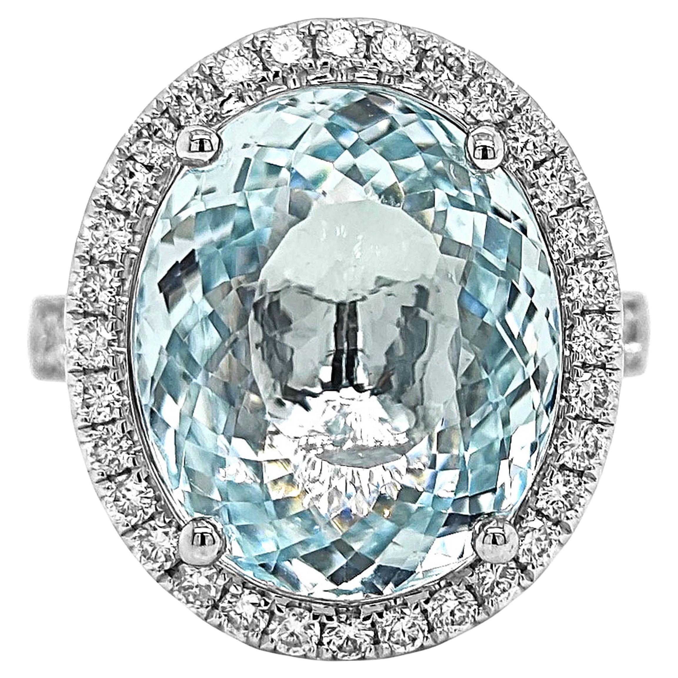 12.53 Carat Paraiba Tourmaline and White Diamond White Gold Ring