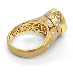 12.53 Carat Paraiba Tourmaline and White Diamond Yellow Gold Ring