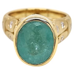 12,53 Karat Paraiba-Turmalin und weißer Diamant Gelbgoldring