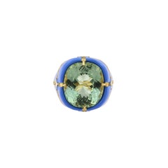 Certified 12.54 Carat Lagoon Blue Tourmaline Diamond Cocktail Ring