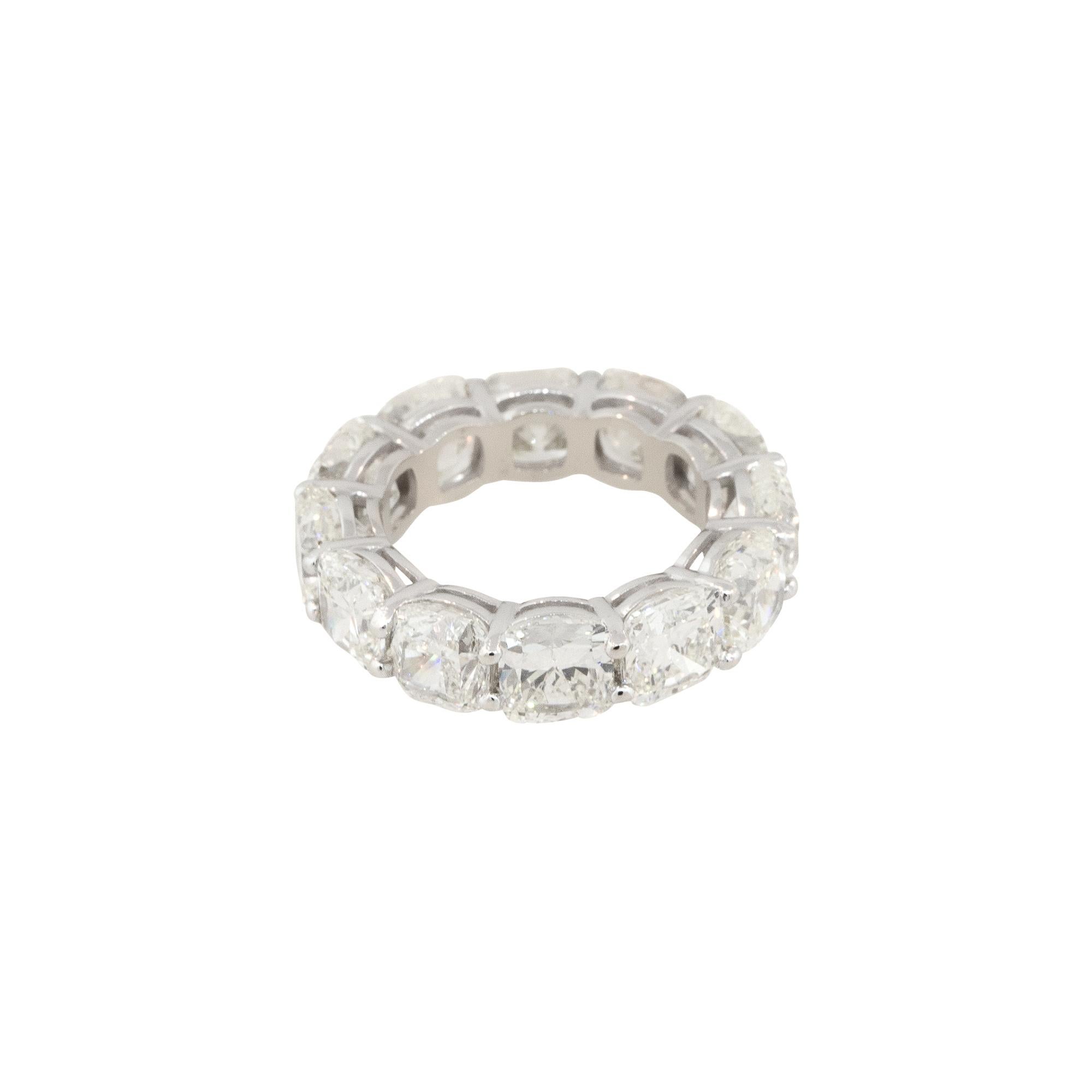 14k White Gold 12.55ctw Cushion Cut Diamond Eternity Band

Style: Women's Cushion Cut Diamond Eternity Band
Material: 14k White Gold
Diamond Details: Approximately 12.55ctw of Cushion Cut Diamonds are set with a shared prong setting and there are 12