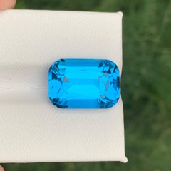 12.55 Carat Natural Loose Neon Blue Topaz Stone Cushion Cut African Gemstone