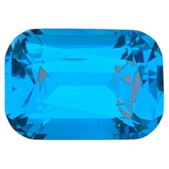 12.55 Carat Natural Loose Neon Blue Topaz Stone Cushion Cut African Gemstone