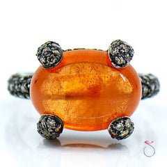 12.55 ct. Fire Opal & Pave' Diamond Designer Ring in 18K Gold By Assor Gioielli