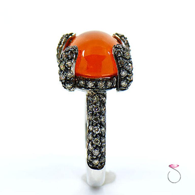 12.55 ct. Fire Opal & Pave' Diamond Designer Ring in 18K Gold By Assor Gioielli 1