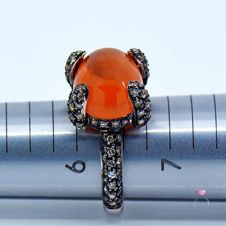 12.55 ct. Fire Opal & Pave' Diamond Designer Ring in 18K Gold By Assor Gioielli 2