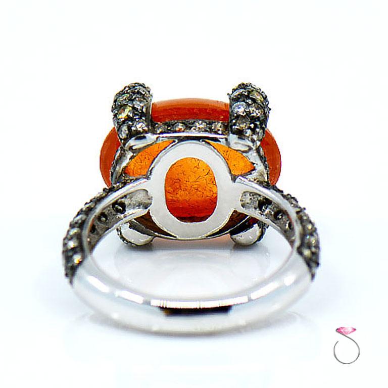 12.55 ct. Fire Opal & Pave' Diamond Designer Ring in 18K Gold By Assor Gioielli 3