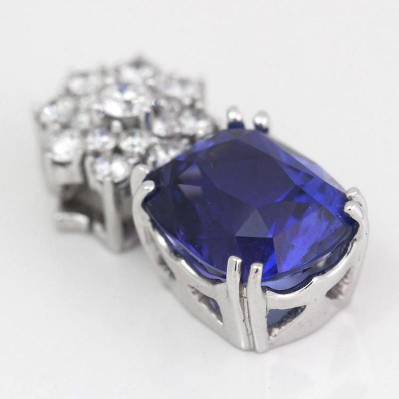 12.56 Carat Tanzanite and DIA Pendant, 18 Karat W, 1990s In New Condition For Sale In West Hollywood, CA