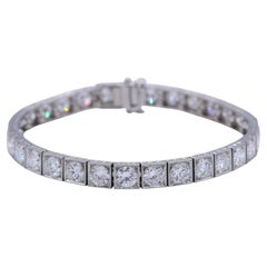 Bracelet en platine serti de diamants ronds taille brillant de style Art déco vintage, d'un poids total de 12,56 carats