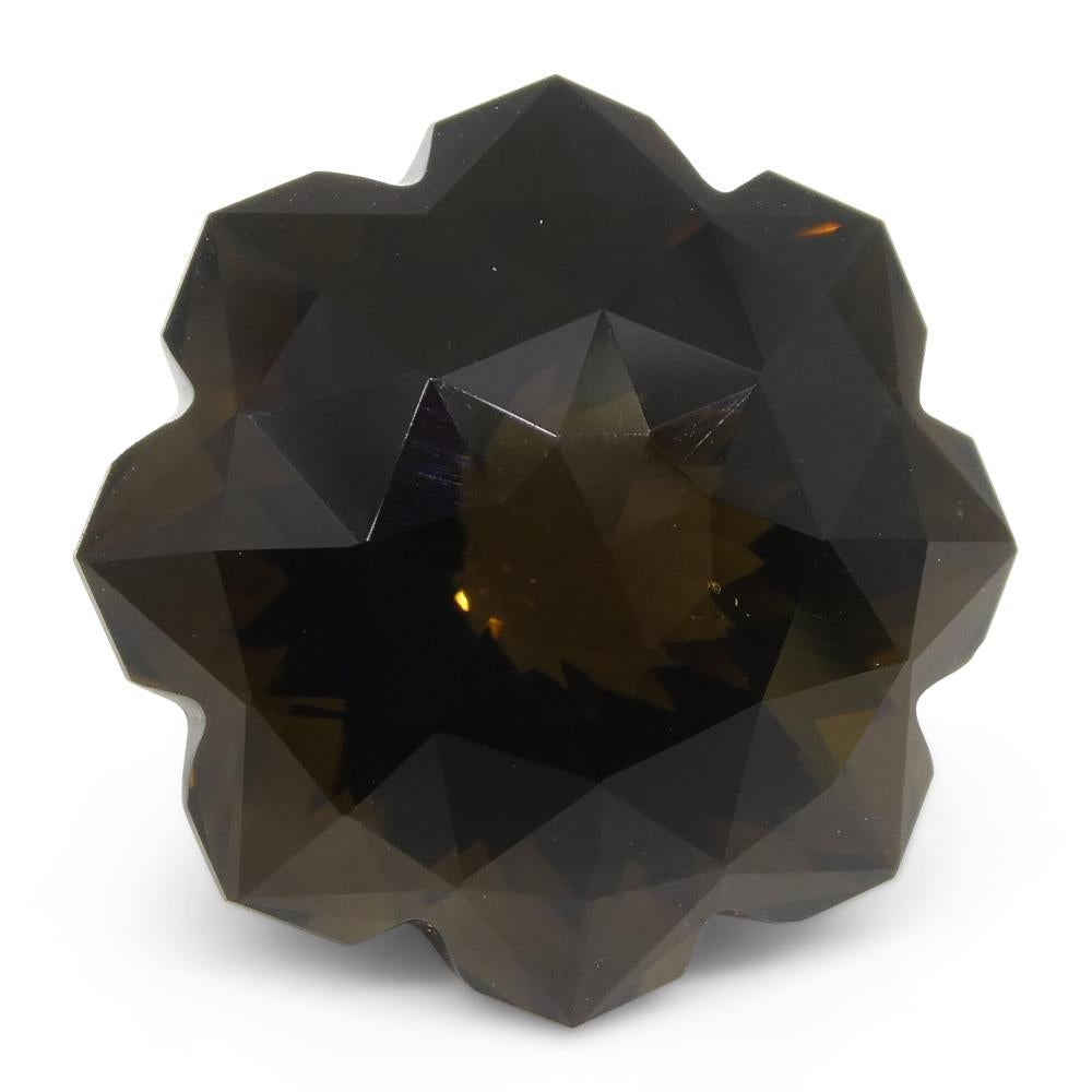 Taglio brillante 12,56ct Fiore di quarzo fumé taglio fantasia/fantasia in vendita