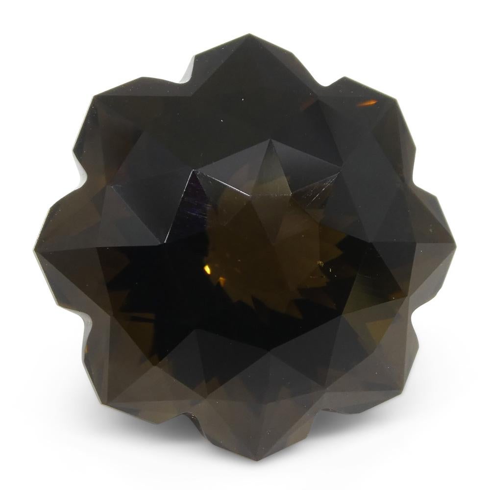 Brilliant Cut 12.56ct Flower Smoky Quartz Fantasy/Fancy Cut For Sale