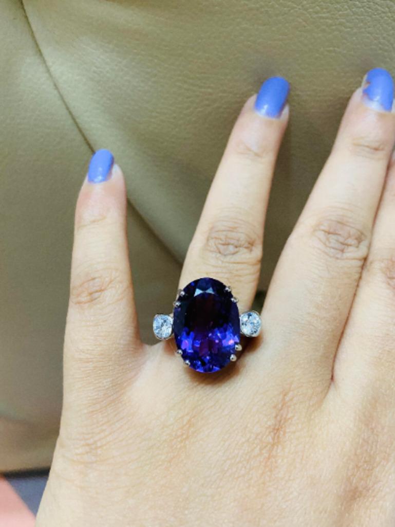 For Sale:  12.57 Carat Big Oval Amethyst Cocktail Ring in Sterling Silver for Women 2
