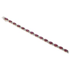 12.57 Carats Ruby and Diamond Bracelet in 18 Karat White Gold