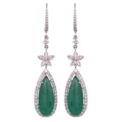 12,57 carati,  Orecchini Chandelier con smeraldi e diamanti taglio rosa dello Zambia