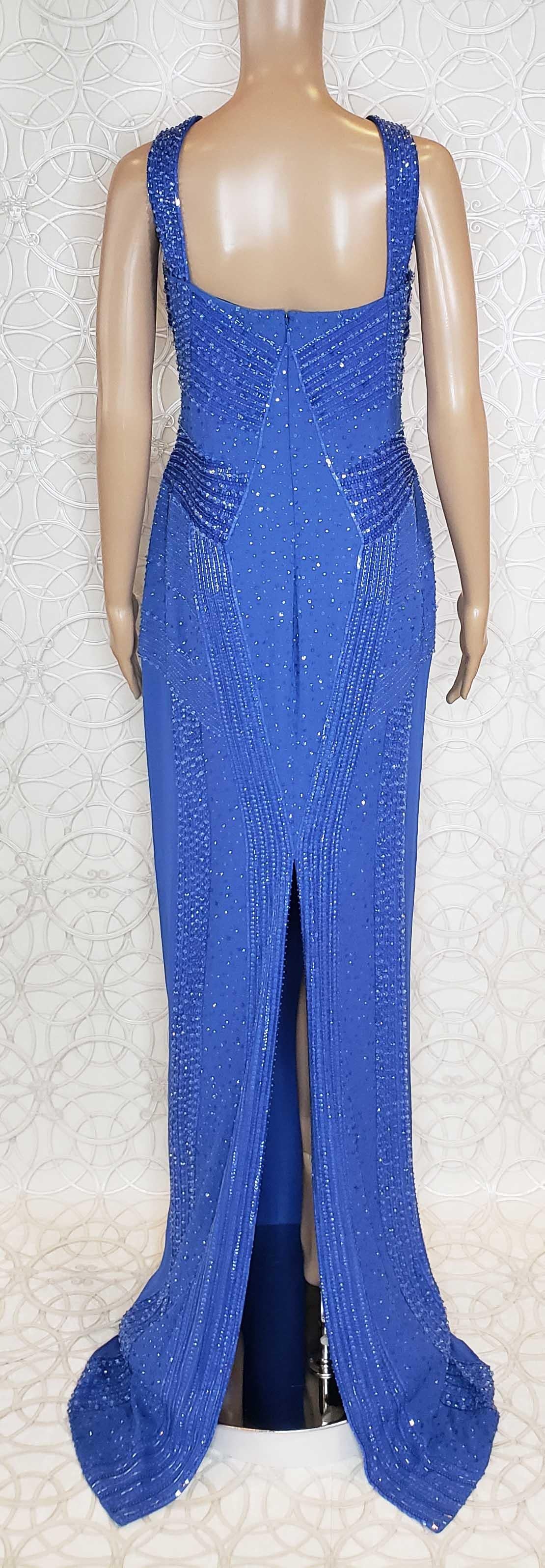 $12, 575 NEW VERSACE EMBELLISHED BLUE Gown 44 - 8 3