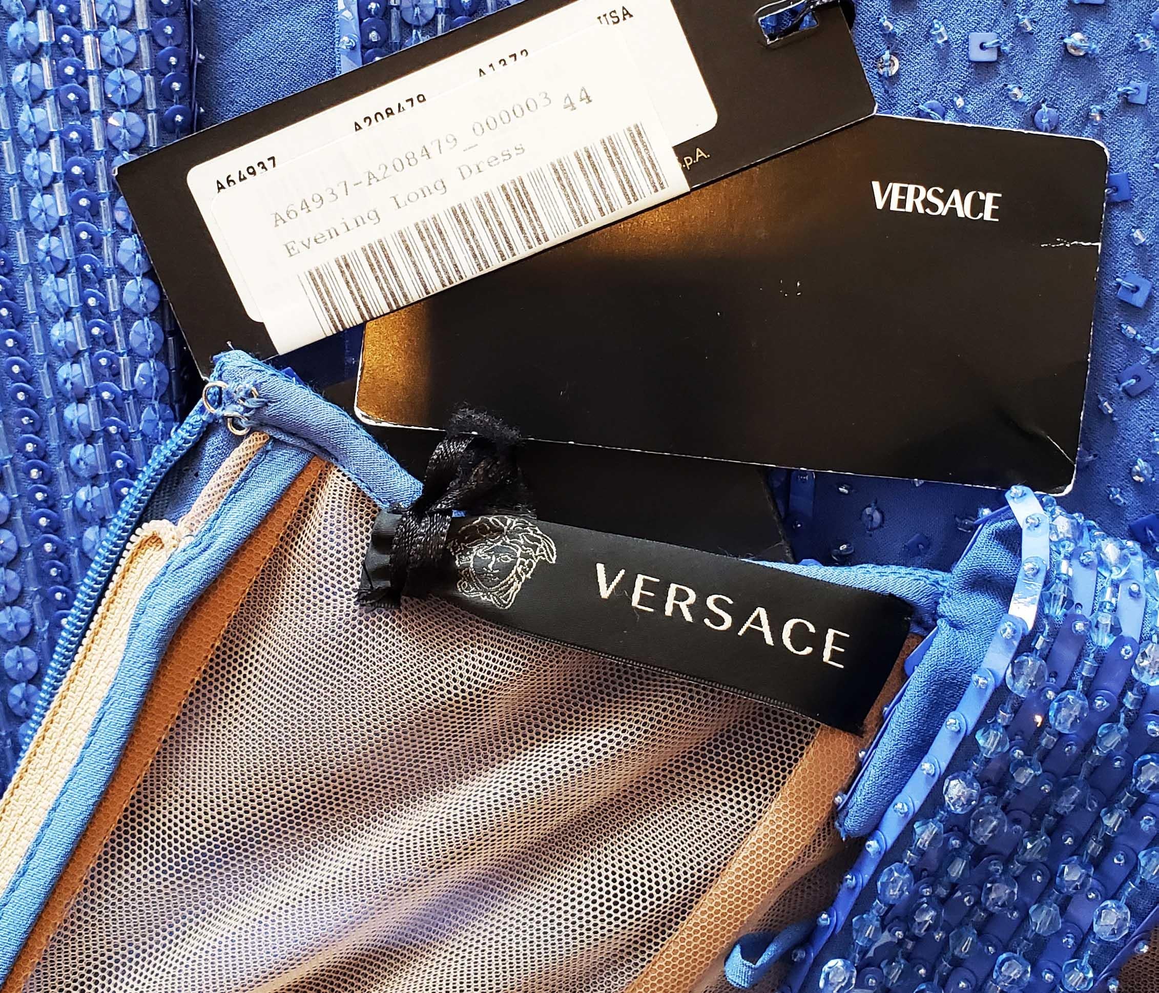 $12, 575 NEW VERSACE EMBELLISHED BLUE Gown 44 - 8 5
