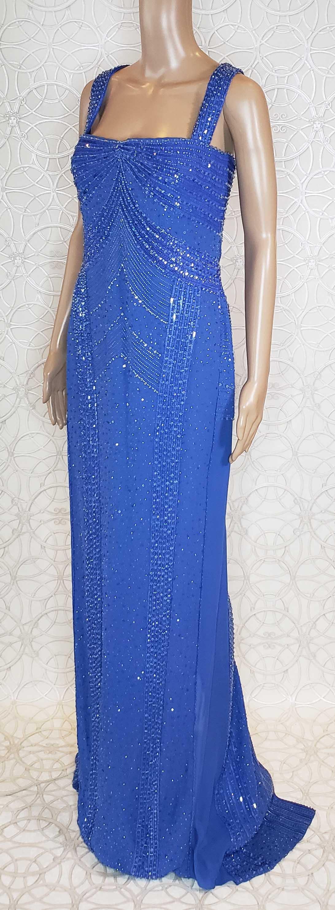 $12, 575 NEW VERSACE EMBELLISHED BLUE Gown 44 - 8 1