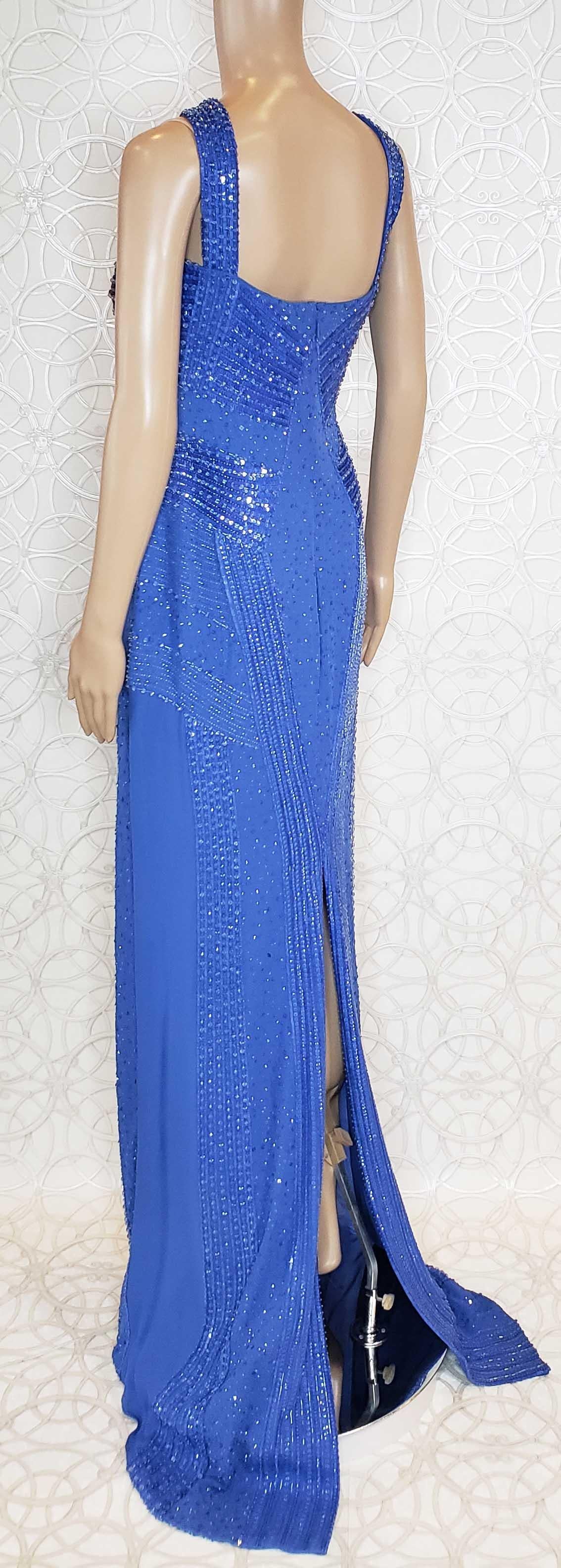 $12, 575 NEW VERSACE EMBELLISHED BLUE Gown 44 - 8 2