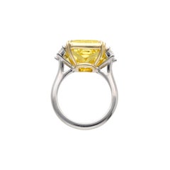 12.58 Carat Radiant Diamond Ring Fancy Yellow 18K Gold Crown-Worthy Fancy Rarity