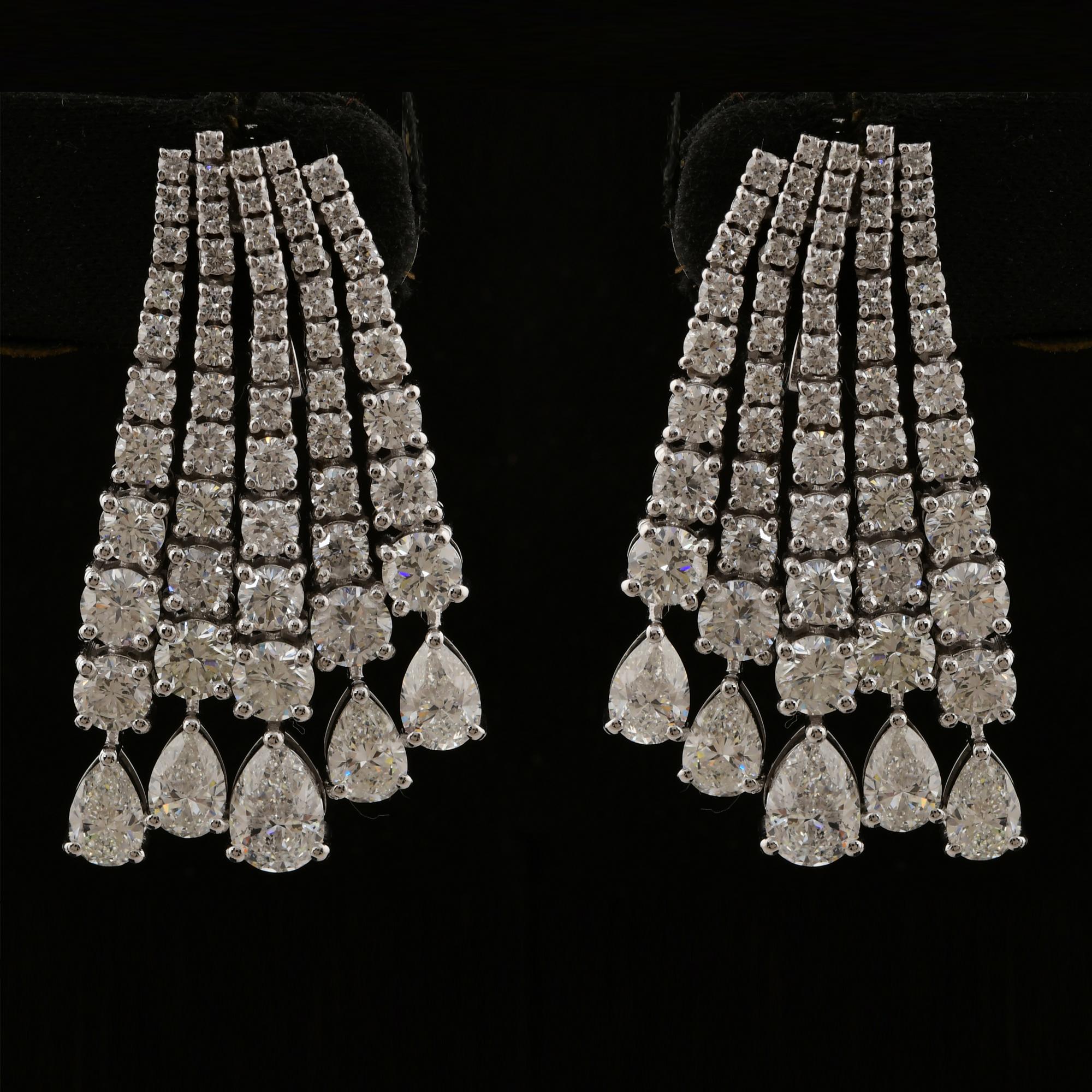 Women's 12.58 Carat SI/H Pear Round Brilliant Cut Diamond Earrings 14 Karat White Gold For Sale
