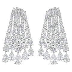 12.58 Carat SI/H Pear Round Brilliant Cut Diamond Earrings 14 Karat White Gold