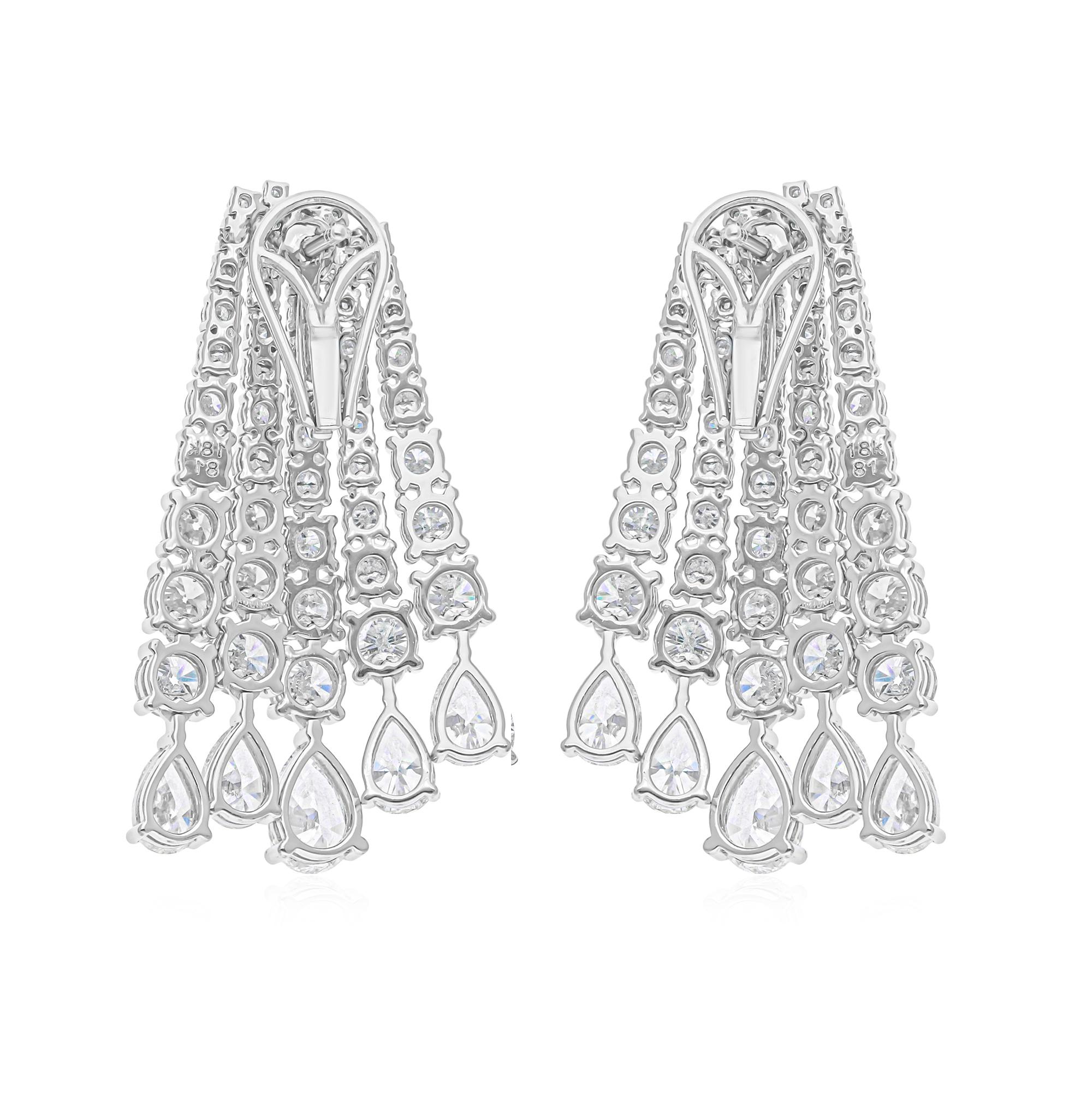 Modern 12.58 Carat SI/H Pear Round Brilliant Cut Diamond Earrings 18 Karat White Gold For Sale
