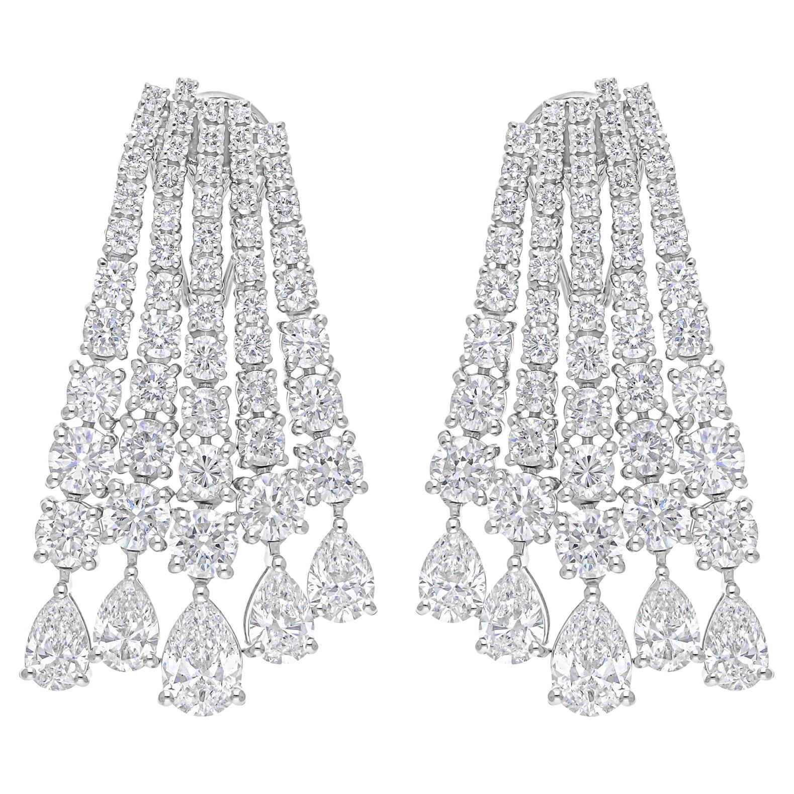 12.58 Carat SI/H Pear Round Brilliant Cut Diamond Earrings 18 Karat White Gold
