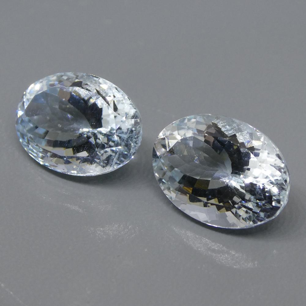 12.58ct Oval Aquamarine Pair In New Condition For Sale In Toronto, Ontario