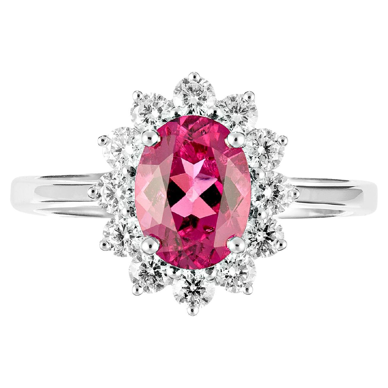 1.258ct Rubellite Tourmaline and Diamond Dress Ring For Sale