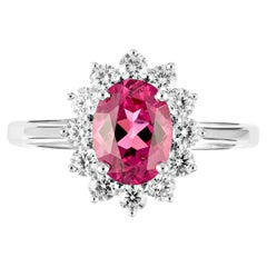 Bague habillée en tourmaline rubellite et diamants 1,258 carat