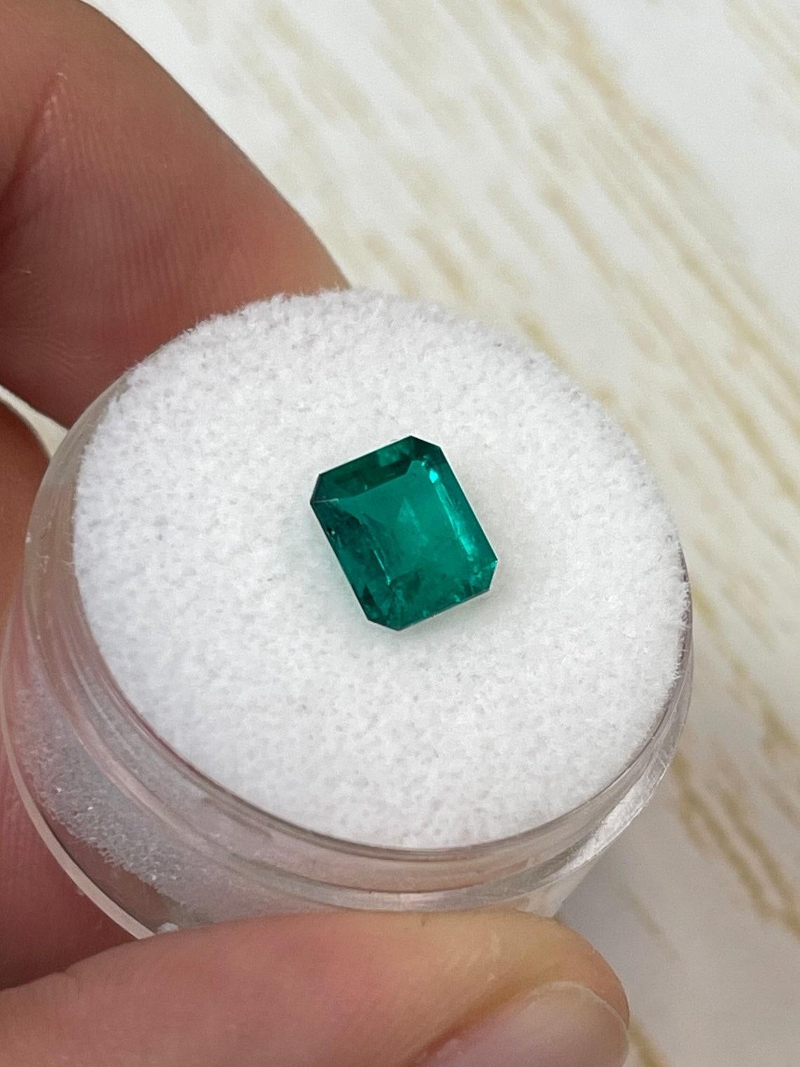 Taille émeraude 1.25ct AAA+ Muzo Green Emerald Cut Colombian Gem 7.5x6.5 Genuine Earth Mined en vente
