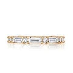 1.25ct Baguette and Round Brilliant Cut Diamond Wedding Band in 18k Champagne