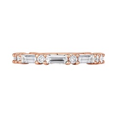 1.25ct Baguette and Round Brilliant Cut Diamond Wedding Band in 18k Rose Gold