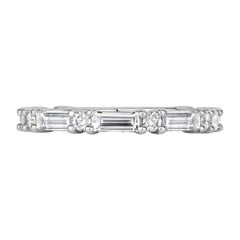 1.25ct Baguette and Round Brilliant Cut Diamond Wedding Band in 18k White Gold
