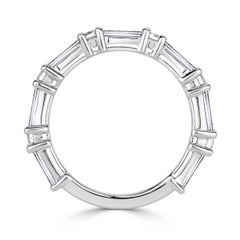 1.25ct Baguette and Round Brilliant Cut Diamond Wedding Band in Platinum