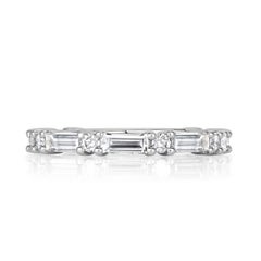 1.25ct Baguette and Round Brilliant Cut Diamond Wedding Band in Platinum