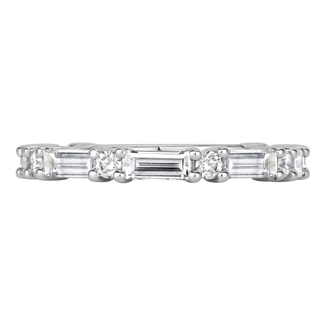1.25ct Baguette and Round Brilliant Cut Diamond Wedding Band in Platinum