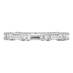 1.25ct Baguette and Round Brilliant Cut Diamond Wedding Band in Platinum