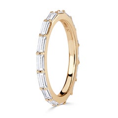 1.25ct Baguette Cut Diamond Eternity Band in 18k Champagne Yellow Gold