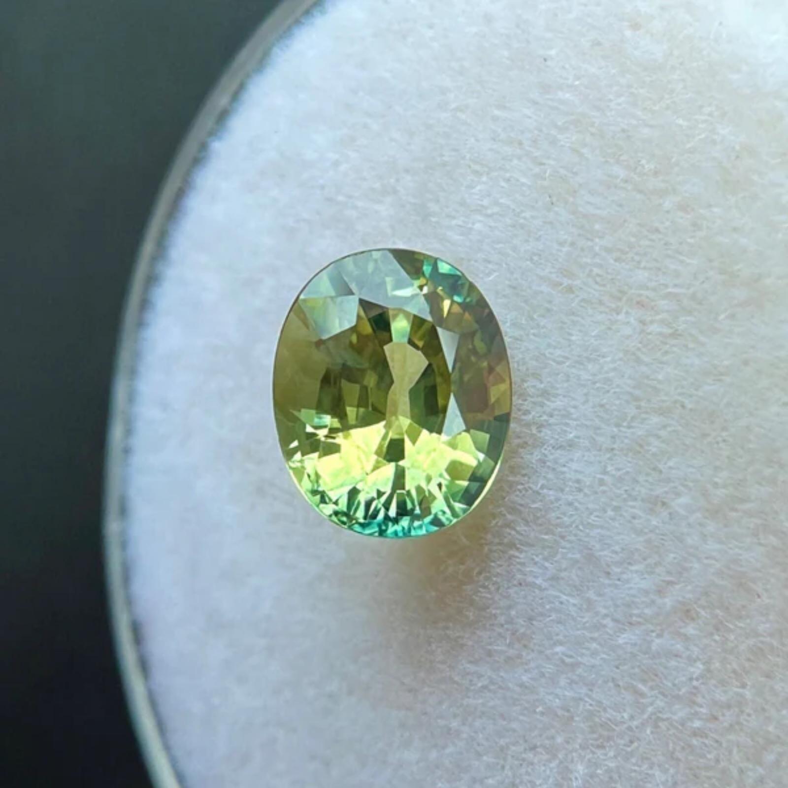 1,25ct Zafiro Bicolor Gra Certificado Talla Oval Azul Amarillo Gema Suelta 6,7x5,5mm en venta 1