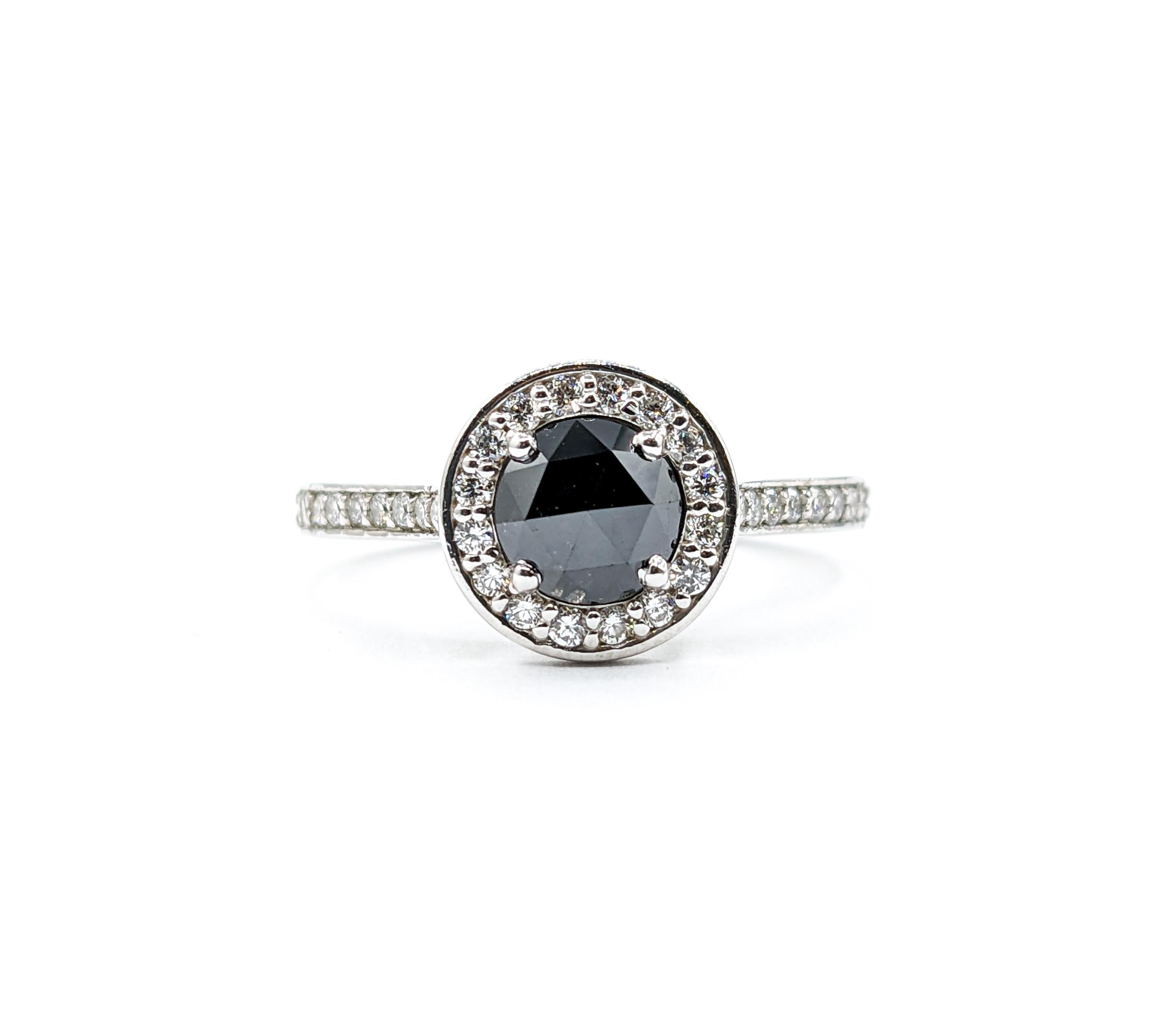 1.25ct Black & White Diamond Ring In White Gold For Sale 5