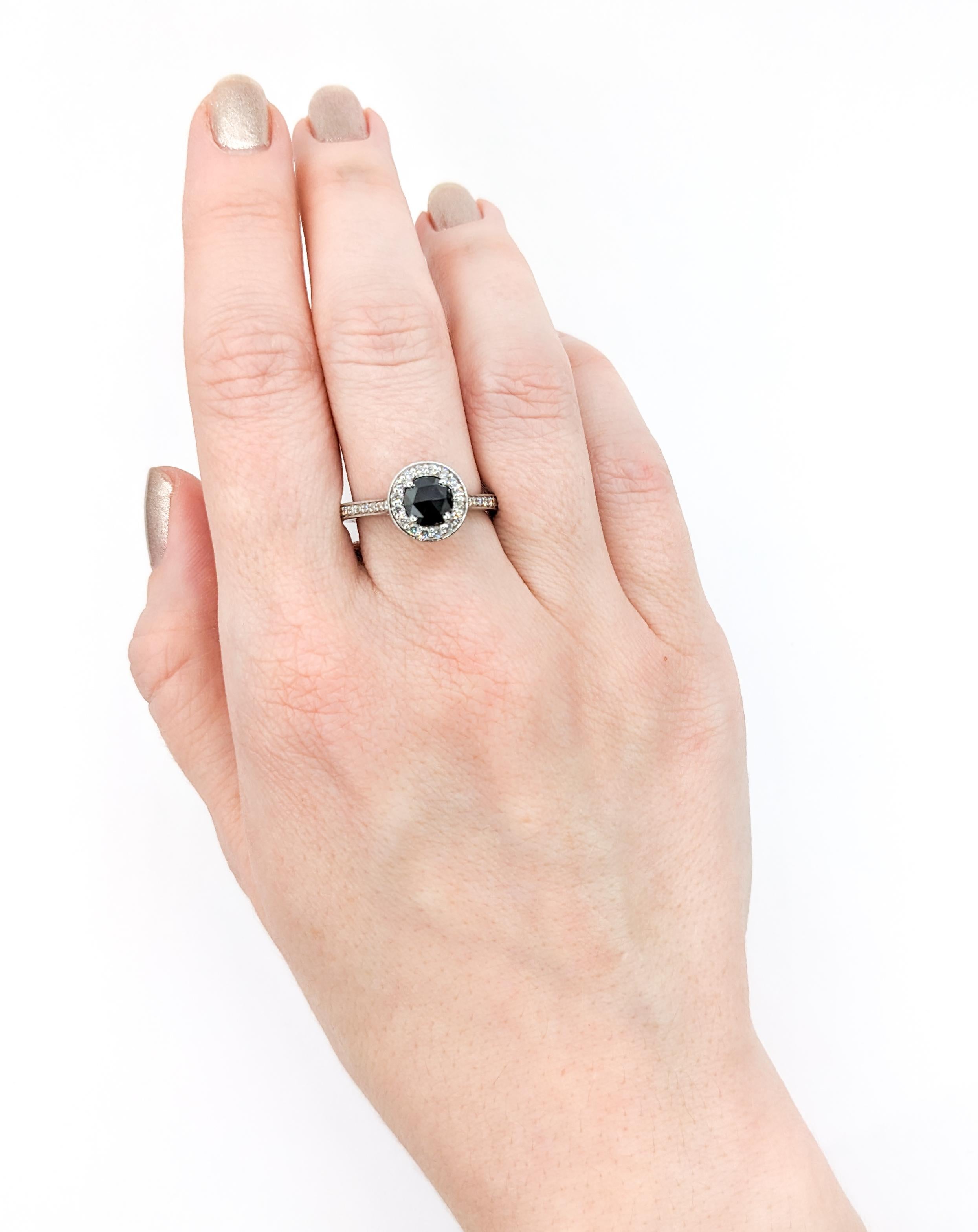 Contemporary 1.25ct Black & White Diamond Ring In White Gold For Sale