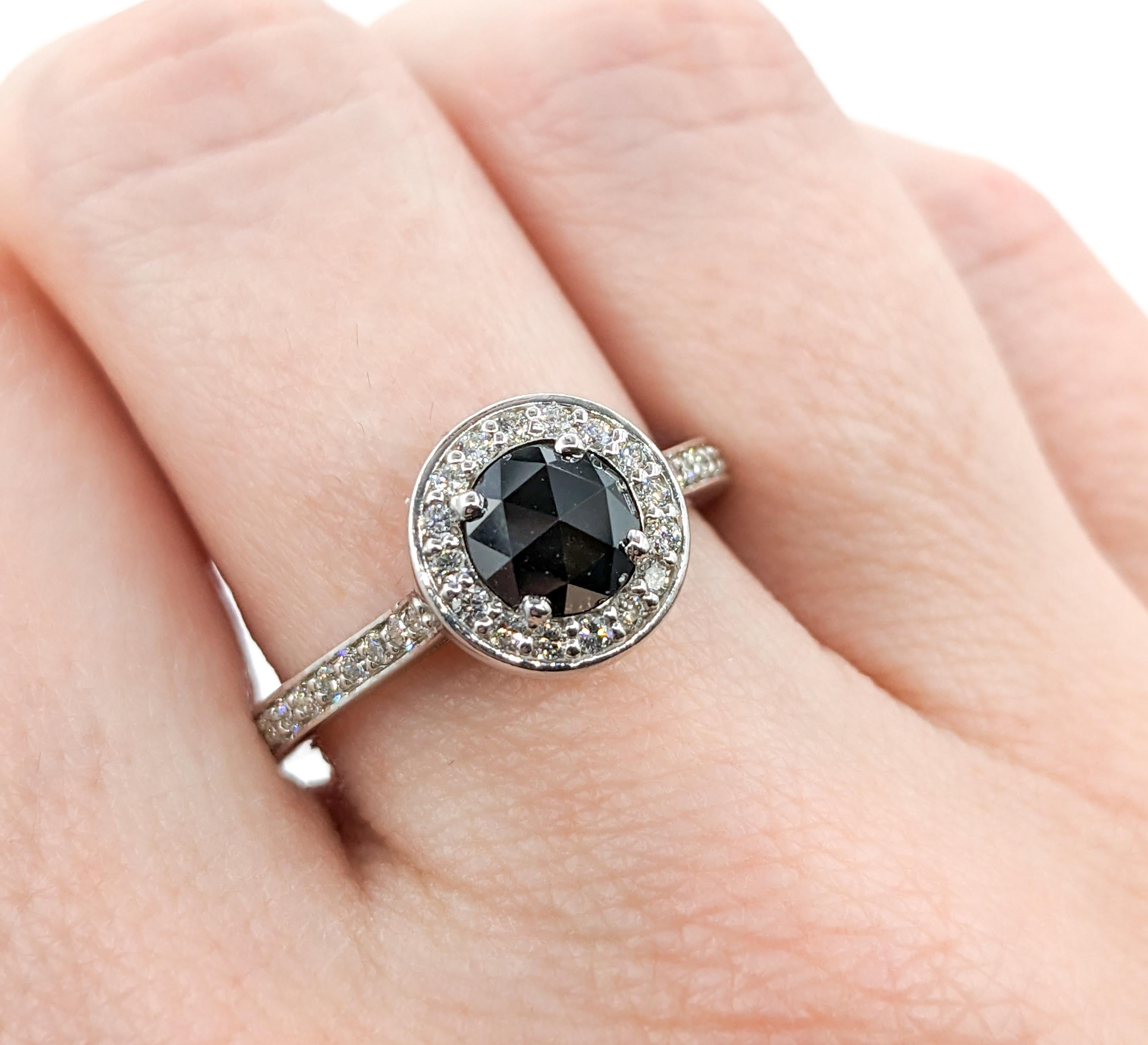1.25ct Black & White Diamond Ring In White Gold In Excellent Condition For Sale In Bloomington, MN