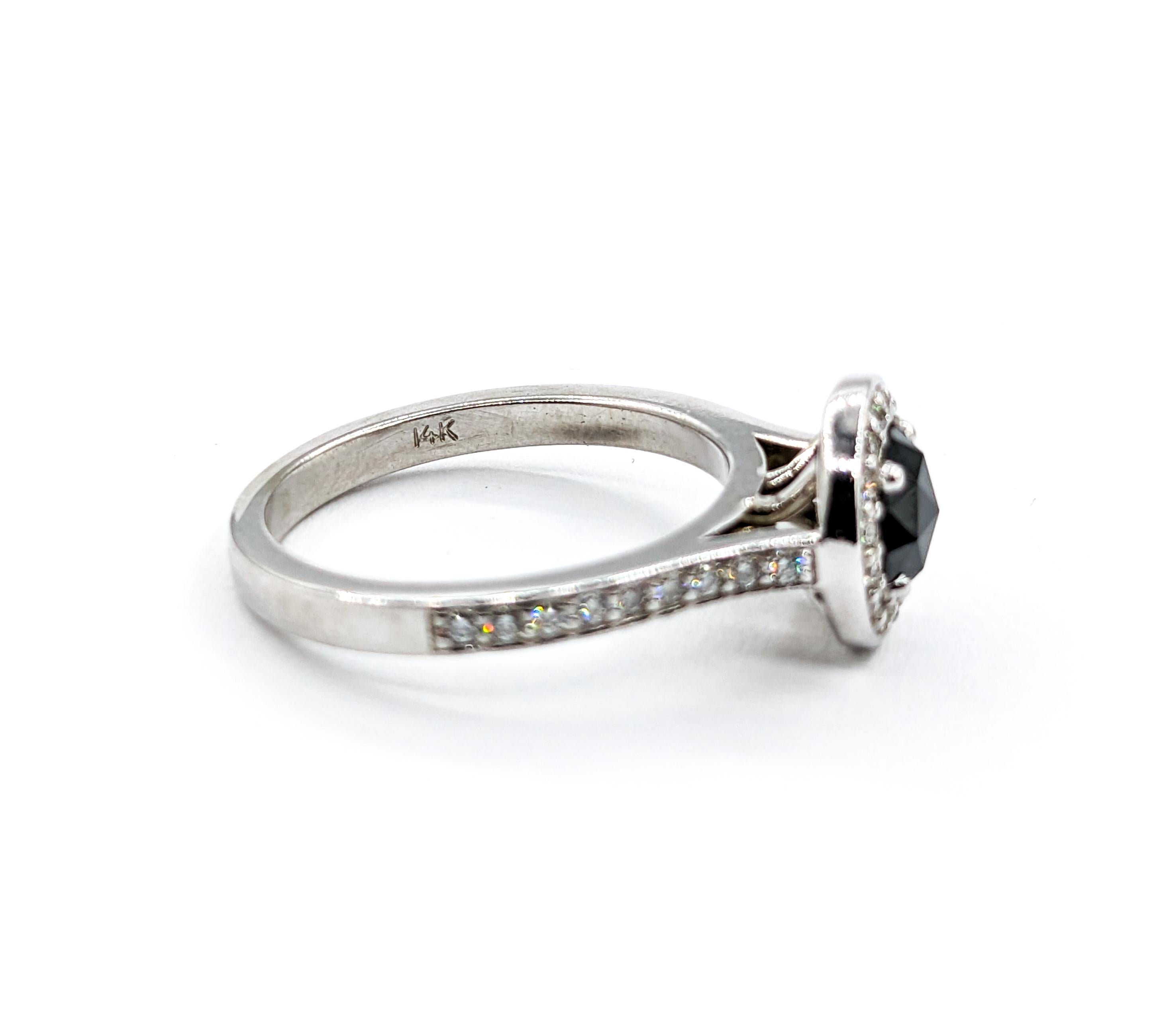 1.25ct Black & White Diamond Ring In White Gold For Sale 2
