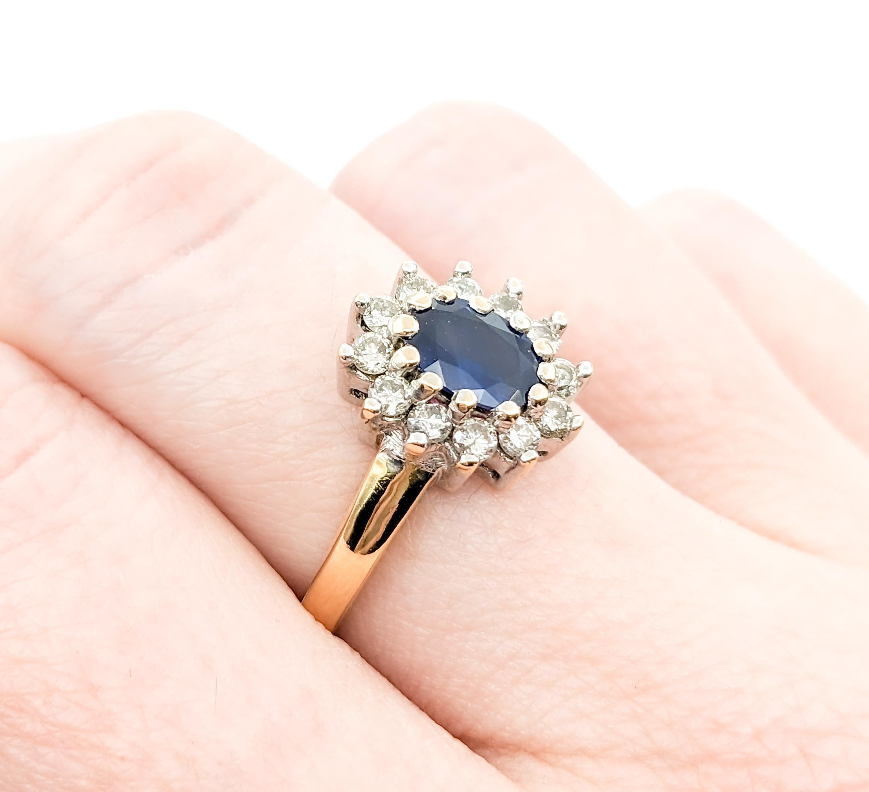 1.25ct Blue Sapphire & Diamond Ring In Yellow Gold In Excellent Condition In Bloomington, MN