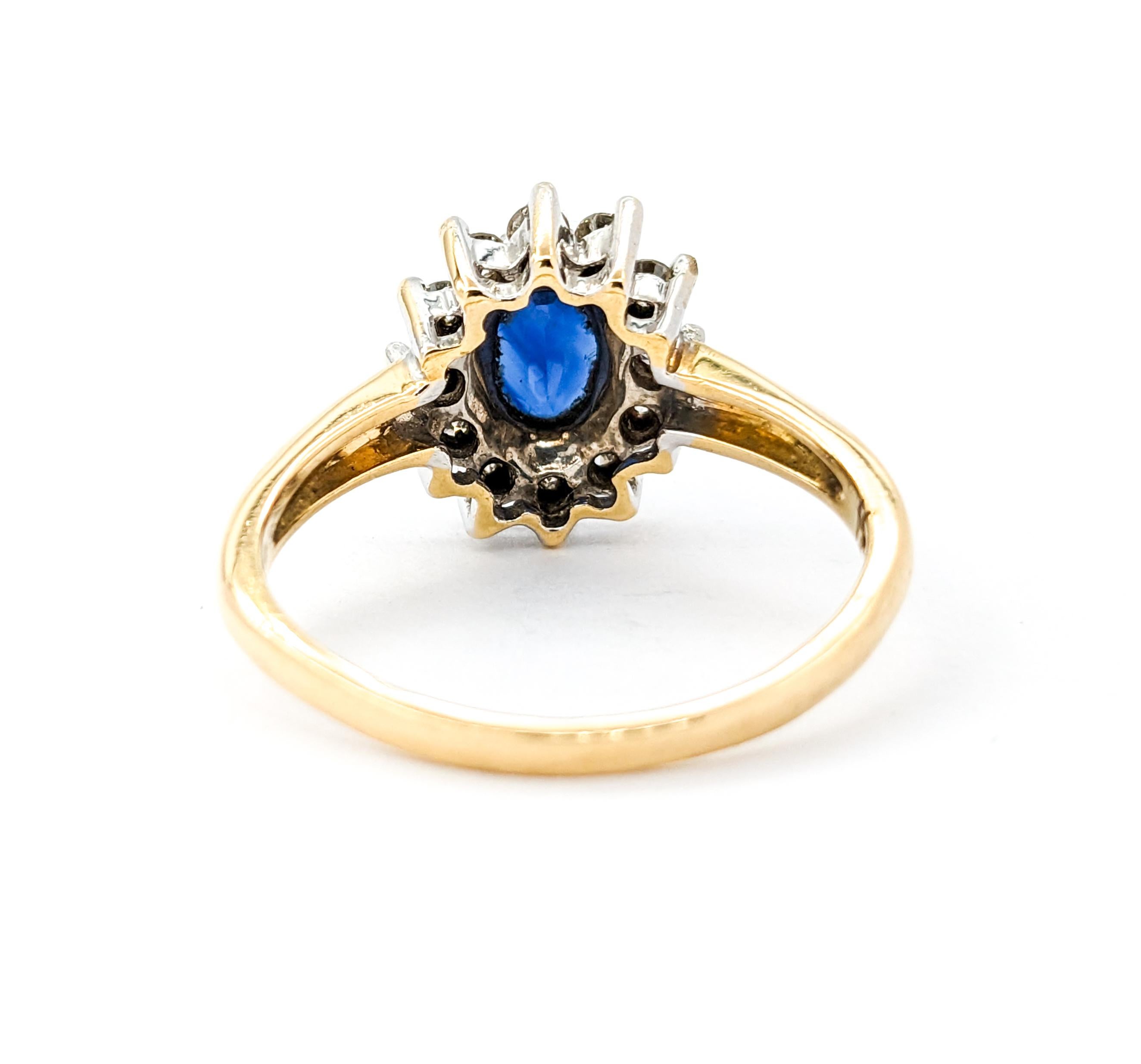 1.25ct Blue Sapphire & Diamond Ring In Yellow Gold 2